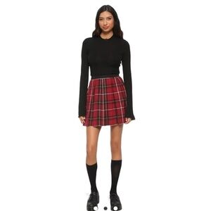 Hot Topic Burgundy Plaid D Ring Skirt